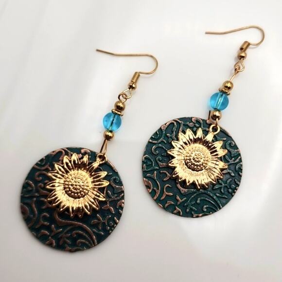 Boho Brocade Sun Earrings - Picture 2 of 4